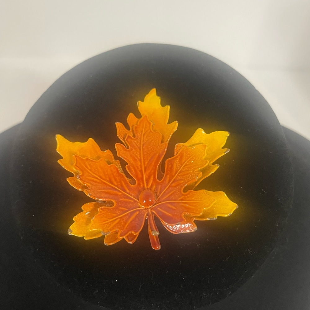 Vintage Enamled Orange Maple Leaf Brooch